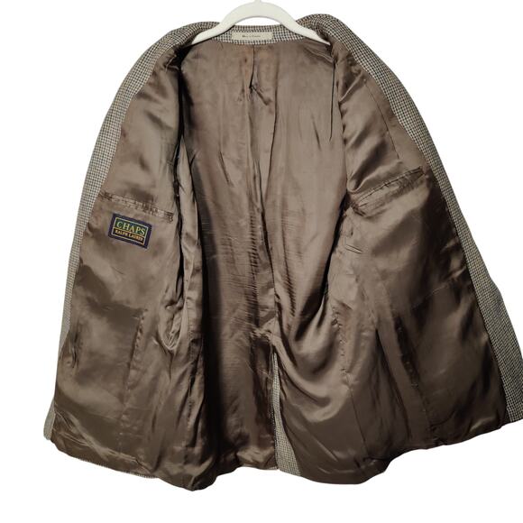 Vtg Chaps Ralph Lauren Mens Tweed Houndstooth Multicolor Brown Wool Blazer - Picture 6 of 7